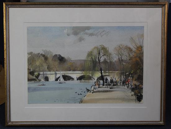 § Rowland Hilder (1905-1993) View of Hyde Park, 12 x 18.5in.